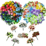 항아리장미- 금테투톤 항장미 조화꽃 1단12송이 01 흰색-갈색잎