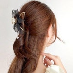 올림 긴 머리 헤어 장식 리본 집게핀 1P