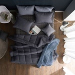 해피니 내추럴 비비드 차렵이불 베개커버세트 퀸 Q 차콜 베개솜 별매