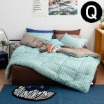 퀸이불베개셋트 마크 소프트마이크로 차렵이불 베개커버세트 퀸 Q 민트 베개솜 별매