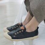 여성 둥근코 끈없는 히든밴딩 쿠셔닝 슬립온 스니커즈