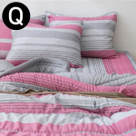 해피니 포인트라인 소프트마이크로 간절기 이불 베개커버세트 퀸 Q 베개솜 별매