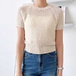 크롭 슬림핏 시보리 디테일 여름 반팔 팝콘 니트웨어