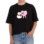 오버핏반팔티 눈사람 하트 눈사람을 만들다 전사이즈 반팔티