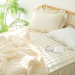 아르지오 모기차단 여름 냉감 프릴 레이스 시어서커 차렵이불 침구세트 킹 라지킹 딥그린 K Q이불 Q패드 베개커버2장