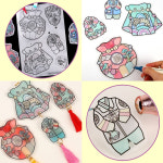 파스텔클레이 신기한 마술종이 복주머니 한복 노리개 디자인 DIY 만들기키트 체험활동 열쇠고리 키링 미술놀이