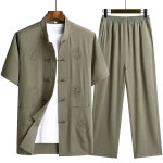 남자 모시옷 여름 남성 계량 원단 세트 한복 생활 인견옷 중년 삼베 바지 얇은 모시 개량