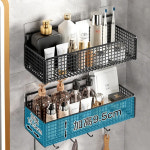 욕실 주최자 다기능 세면 펀치없는 선반 주방 벽 마운트 스토리지 랙