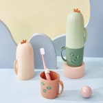 선인장 양치컵 휴대용 칫솔 치약 케이스 어린이집 유치원 여행용 다용도 판촉물