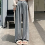 벨벳 안감 와이드팬츠 루즈핏 허리밴딩 무지 편한바지 블랙-M