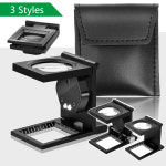 1PC 10X 금속 접이식 광학 돋보기 데스크탑 LED 조명 스케일 3 스타일 측정 도구