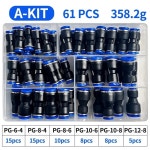 박스형 PG 공압 커넥터 공기 파이프 61PCs PG8-6 PG10-8 PG6-4