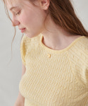 론론 SQUARE NECK CABLE SHORT SLEEVE KNIT RR24BKT3601