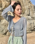 Shaina cardigan 샤이나 가디건 펀칭 여름아우터 비치웨어 크롭 리본