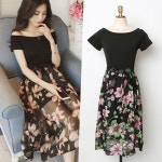 꽃무늬 오프숄더 원피스