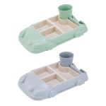 천연 대나무 자동차 어린이 식판 아기 유아 이유식 그린