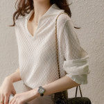 스윗트리 봄 여름 V넥 실크 니트 티셔츠 j0708