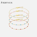 ANDYWEN 100 925 스털링 에나멜 비즈 참 팔찌 여성용 럭셔리 파인