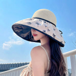 여성 외출 휴양지 나들이 모자 암막 코팅 버킷햇 비치캡 왕골 라탄 밀짚모자 여름 썬캡