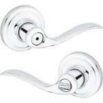 Kwikset Tustin 실내 프라이버시 도어 손잡이 욕실 침실용 레버 광택 크롬 리버서블 키리스 턴락