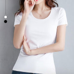 여성 여름 라운드넥 U넥 반팔티셔츠 기본 이너 슬림핏 무지 티셔츠