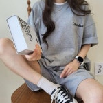 캐주얼 여성 여름 반팔 반바지 데일리 세트 홈웨어