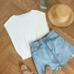 VY 여자 통소매 클래식 미니멀리즘 돌만 무지티 니트 16970385 588847