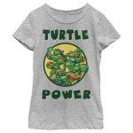 Teenage Mutant Ninja Turtles 여아용 TMNT Turtle Power 티셔츠 애슬레틱 헤더 M