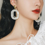 은은한 펄 아칼리 빅 타원 은침 귀걸이