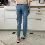 옷자락 여자 여름 빈티지 데미지 워싱 일자핏 찢청 데님팬츠