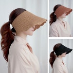 애지중지상점 지사 돌돌이 여름 썬캡 왕골 바이저 밀짚 여성 모자 창 중년 엄마 여자 모자 4BK H4022 4