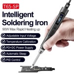 DC 90W PD 65W 스마트 전기 납땜 인두 150-450 급속 가열 펜 온도 교정 전압 조정 T65-SP