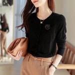 리체 코사지 라운드 니트 숏 가디건 라운드티 F7713