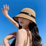 여자 여름 햇빛차단 고급배색 니트짜임 버킷햇 벙거지