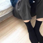 블랙 중목 남성 편한 여성 긴목 골지 양말