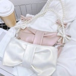 리본 진주 스트랩 지퍼 장식 숄더백 크로스백