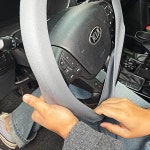 자동차 논슬립 실리콘 핸들커버 연그레이