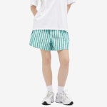 GANNI 가니 로고 밴드 스트라이프 코튼 숏팬츠 그린 NB15 여성 Stripe Cotton Elasticated Shorts 879 879