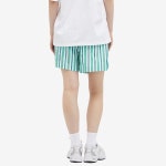 GANNI 가니 로고 밴드 스트라이프 코튼 숏팬츠 그린 NB15 여성 Stripe Cotton Elasticated Shorts 879 879