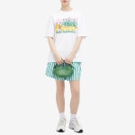 GANNI 가니 로고 밴드 스트라이프 코튼 숏팬츠 그린 NB15 여성 Stripe Cotton Elasticated Shorts 879 879