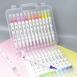 수성 마커 펜 세탁 학생 더블 헤드 소프트 컬러 아트 수채화 1 24PCS-SET