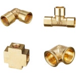 황동 파이프 피팅 동일 암 커넥터 그리스 시스템 유압 시스템용 BSP 암나사 4 웨이 1 8 1 4 3 8