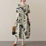 여성 인견원피스 50대 엄마 반팔 프린트 휴양지