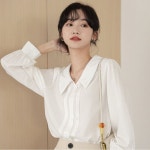여성 청순 어깨 셔링 빅카라 셔츠 블라우스