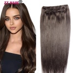 ZZHAIR 100 브라질 사람 레미 헤어 익스텐션 16 -24 클립인 3 개 세트 140g-160g