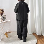 데일리 무난한 겨울 면 솜 누빔 본딩 패딩 자수 레이스 블라우스 인사동스타일 자연주의옷 one size