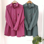 엄마옷사랑 국산 봄 가을 엄마 할머니 액자 프린팅 무지 스판 남방 셔츠 60대 70대 80대 쟈켓 블라우스 간절기 아우터 옷 L 77 카키