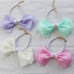 강아지 목걸이 강아지 악세사리 애견 리본 진주목걸이 중 NTLY2468