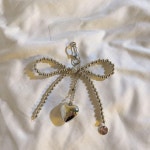 y2k 가방고리 리본키링 진주 비즈 하트리본키링 HH33 실버리본