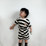 블랙단가라 곰돌이 아동 반팔 반바지 상하세트 205387